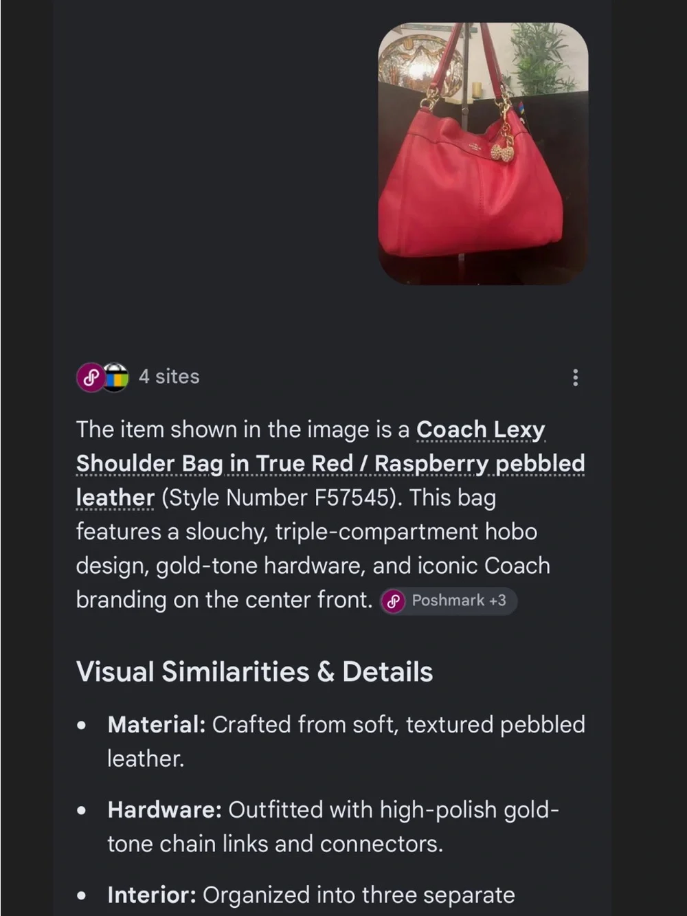 Coach #265 Lexy Red/RaspberryPebbled Leather Shoulder Bag